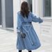 Women's Clothing Belted Double Breasted Denim Windbreaker Jacket For Women_ecoleips.com