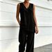 Women's Linen Style Breathable Vest Set plus Size Casual Loose Two Piece Set Wide Leg Pants 2026 New Arrival_ecoleips.com