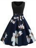 Women Vintage Dresses Floral Print Party Black Elegant Female Retro Tank Sleeveless Sexy Plus Size Sundress_ecoleips.com