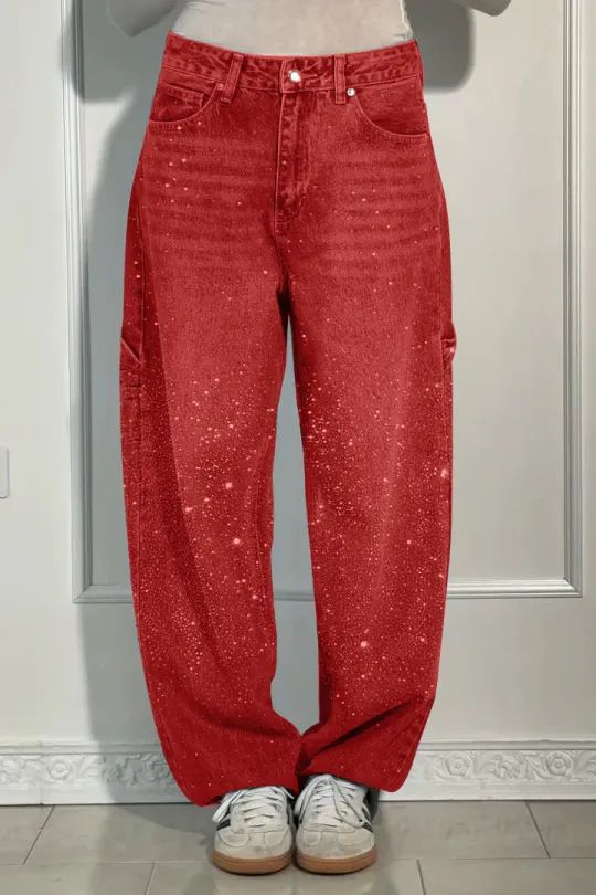 Women's Clothing Fashion Starry Hot Diamond Jeans Casual Trousers_ecoleips.com