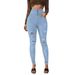 New European And American Ultra-high Waist Ripped Jeans Women's Tight-fit Slim-fit Skinny Leg Trendy Pants_ecoleips.com