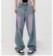Women's Clothing Spring And Summer Jeans Washed Retro Jeans Women's Graffiti Niche Wide Leg Mopping Pants_ecoleips.com