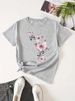 European And American Cross-border Foreign Trade Women's Floral Butterfly Round-neck Printed Short-sleeve T-shirt Top_ecoleips.com