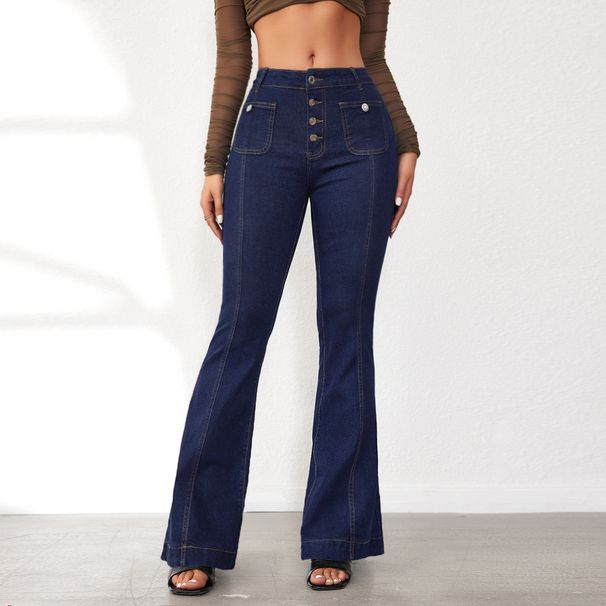 Women's Clothing Women's Stretchy Slim Fit High Waist Bootcut Jeans With Button Details - Flattering & Comfortable Stretchy Slim Fit High Waist_ecoleips.com