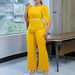 Women's Clothing New Fashion Temperament Elegant Solid Color Tops Wide Leg Pants Two Piece Suit_ecoleips.com