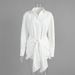 TARUXY Lace Up Shirt Dress Women's Summer New Vacation Lazy Solid Lapel Bodycon Irregular Shirt Dress Female Travel Beach Dress_ecoleips.com