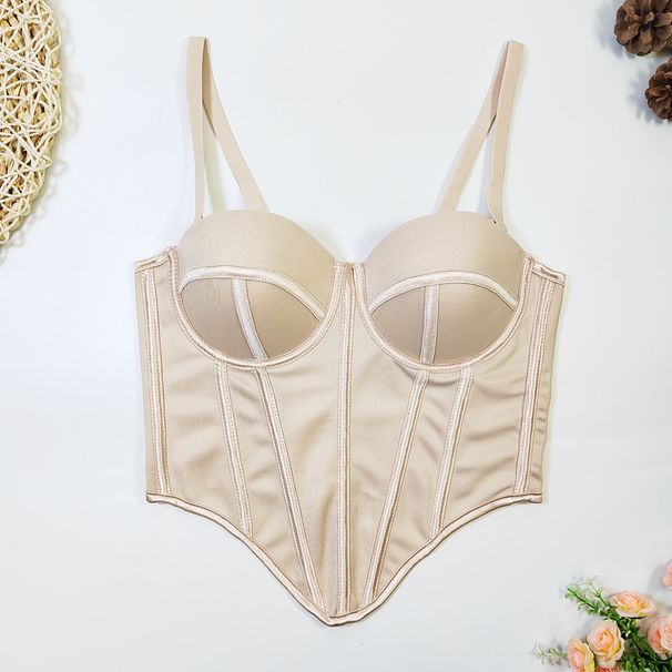 European And AmericanStreet Style Irregular Fishbone Bra Inner Wear Outer Wear Suspenders Female Body Constricting Beautiful Back Tube Top_ecoleips.com