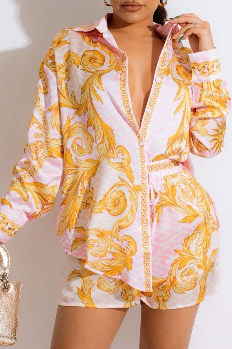 Women's Summer Casual Printed Shirt & Shorts Set - 3D Floral Loose Fit Two Piece Outfit - Breathable Polyester - S/M/L/XL/2XL/3XL_ecoleips.com