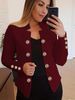 2023 New European And American Women's Clothing Fashion Cuff Small Blazer Double Button Cardigan Top_ecoleips.com