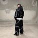 Futuristic Streetwear Zip-Up Hoodie Set With 3D Graphic – Unisex Oversized Pullover & Pants For Urban Fashion_ecoleips.com