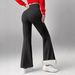 Women's Clothing Leather Label Fleece High Waist Flared Leg Pants With Shearling Fleece Lining - Stretchy, Warm & Slim Fit Winter Trousers_ecoleips.com