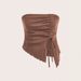 Women's Clothing Summer New Style Drawstring Slit Irregular Waffle Slim Fit Tube Top Vest Top_ecoleips.com