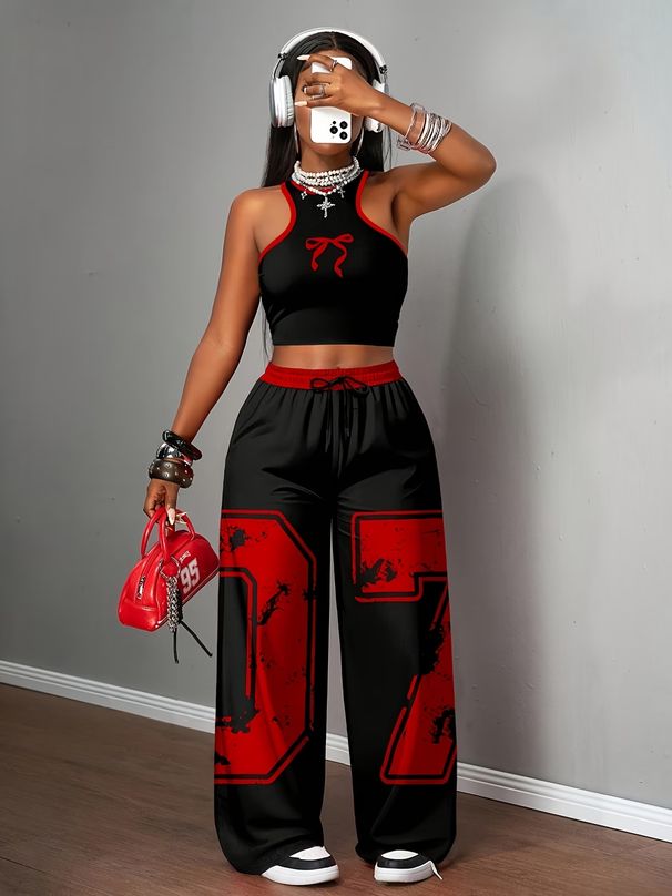 Women's Y2K Style Outdoor Top Street Fashion Two Piece Set Casual Look New Arrivals_ecoleips.com
