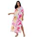 Rayon Printed Positional Print Beach Vacation Loose Sun Protection Cover-Up_ecoleips.com