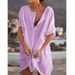 Women's Clothing Shirts Multi Color Multi Size Medium Long Loose Solid Color Short Sleeved Shirts_ecoleips.com