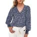 Women's Autumn Fashion: Loose-Fitting Printed Long-Sleeved V-Neck Chiffon Shirt_ecoleips.com