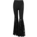 High Waisted Lace Trimmed Black Flared Trousers Women's Dark Punk Style Versatile Straight Leg Trousers New Autumn Collection_ecoleips.com