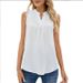 Women's Spring Summer New Solid Color Shirt Loose V-neck Sleeveless Lace Trim Top_ecoleips.com