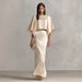 Elegant Satin Batwing Sleeve Long Dress Set For Women - Luxury European Style Spring Autumn Outfit (XS-XXL, Champagne)_ecoleips.com