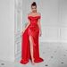 Women's Sexy One-Shoulder Evening Dress - Elegant Banquet Gown With High Slit (Perfect For Parties & Gatherings)_ecoleips.com