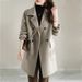 "Women's Wool-Blend Trench Coat - Double-Breasted Mid-Length Winter Coat With Padded Lining, Relaxed Fit, Korean Style In Classic Colors"_ecoleips.com
