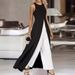 Women's Clothing Milk Silk Splicing Chiffon One Piece Slim Fit Round Neck Sleeveless Milk Silk Solid Color Jumpsuit_ecoleips.com