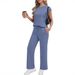 Women's Casual Two Piece Outfit Set | Loose Fit Round Neck Tank Top With Comfortable Pants_ecoleips.com