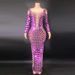 Women's Sparkling Purple Sequined Dress Long Gown With Long Sleeves For Cocktail Evening Wear_ecoleips.com