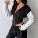 AD698 Cross-border Autumn And Winter New Hooded Zip-up Color-block Slim-fit Stylish Comfortable Versatile_ecoleips.com