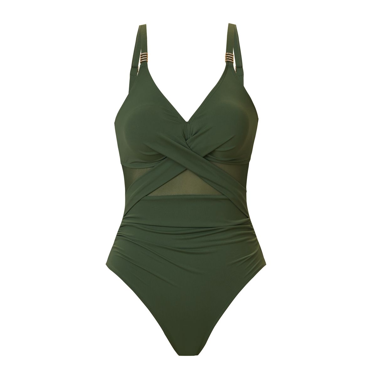 Women's Clothing One-piece Swimsuit Solid Color Mesh Bikini Swimsuit_ecoleips.com