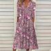 2023 New European And American Style Printed Summer V-neck Casual Vacation Pocket Dress Home Wear For Women_ecoleips.com
