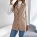 Women's Long Double-Breasted Corduroy Vest Coat With Pockets – Classic Fall/Winter Streetwear In Khaki, Burgundy & Brown_ecoleips.com