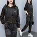Women's Patchwork Denim Hooded Sweatshirt And Pants Set Spring Autumn New Fashion Two-Piece Trendy Brand_ecoleips.com
