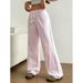 Women's Clothing New Summer Striped Straight Trousers Casual Versatile Lace Up Fashionable Loose Wide Leg Women_ecoleips.com