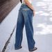 Women's Patchwork Vintage Jeans - Retro High-Waisted Straight Leg Denim Pants With Contrast Stitching_ecoleips.com