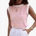 Women's Floral Texture Vest Casual Color Block Round Neck Sleeveless Top European American Style Summer Outerwear_ecoleips.com
