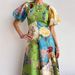 Women's Clothing Graffiti Lantern Sleeve Casual Fashion Round Neck Linen Dress_ecoleips.com