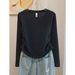 Women's Relaxed Fit Textured Base Layer Top with Ribbed Pleats Fitted Shoulders Slimming Waist Trendy Stylish_ecoleips.com