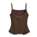 Women's Clothing Summer Hot Girl Sexy Slim Lace Edge Round Neck Camisole Female Pure Desire Tight Sleeveless Top Vest_ecoleips.com