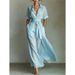 Elegant Retro Casual Dress AAA European Style Slimming Waist Cinching Solid Color Women's Cross Border French Resort Fashion_ecoleips.com