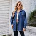 Women's Clothing Washed Raw Edge Denim Long Sleeved Lapel Top_ecoleips.com