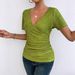 European And American New 2026 Summer Intellectual Style Elegant Buttoned Pullover V-Neck Slim Fit Women's_ecoleips.com