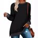 Cross-border European And American Women's Clothing Independent Station Long-sleeve Round-neck Color-blocked Slit_ecoleips.com
