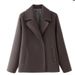 Women's Double-Breasted Wool Blend Notch Collar Short Coat - Lightweight Long-Sleeve Jacket For Autumn & Winter_ecoleips.com