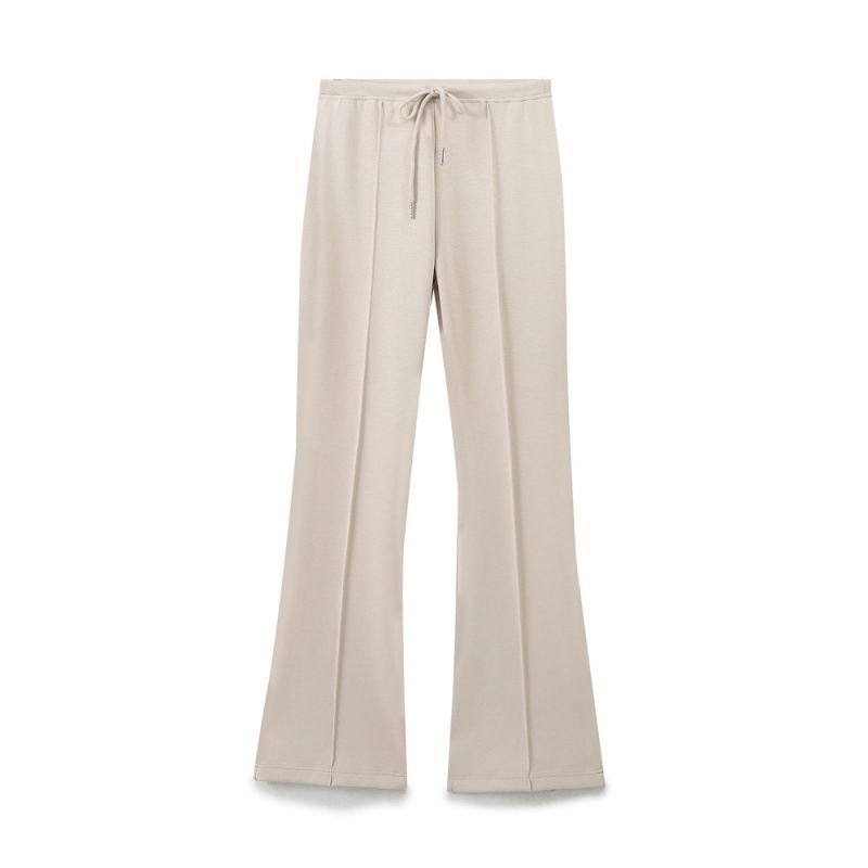 Women's Clothing Style Stitching Decoration Elastic Waist Double Sided Fabric Bell Bottom Pants Zipper Sweatshirt Suit_ecoleips.com