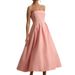Women's High End Solid Color Strapless Bandage Dress Slim Fit Bodycon Long Evening Gown_ecoleips.com