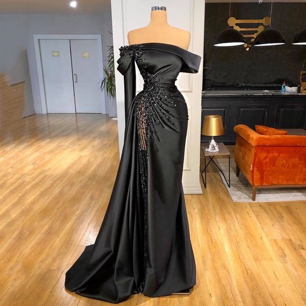 Women's Clothing one shoulder cocktail party evening dress temperament slim dress fishtail annual meeting dress_ecoleips.com