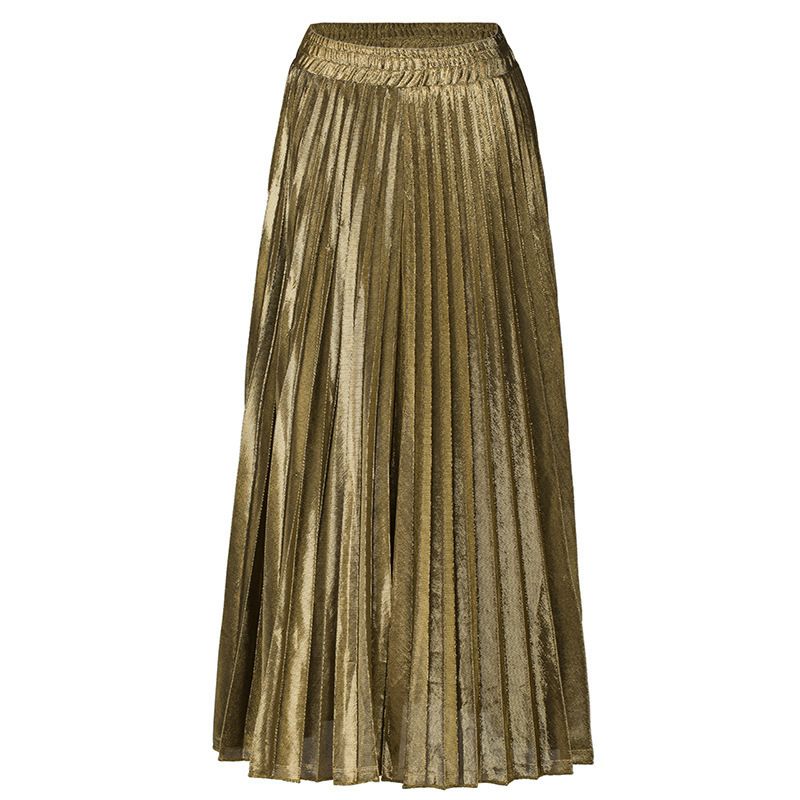 Women's Clothing Spring and Summer New Pleated Skirt Long Skirt Large Size High Waist Large Swing Golden Beach Skirt Women_ecoleips.com
