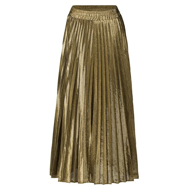 Women's Clothing Spring and Summer New Pleated Skirt Long Skirt Large Size High Waist Large Swing Golden Beach Skirt Women_ecoleips.com
