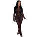 Women’s Sexy Sheer Mesh Rhinestone Bodycon Dress – Long Sleeve Elegant Evening Dress For Parties & Special Occasions_ecoleips.com